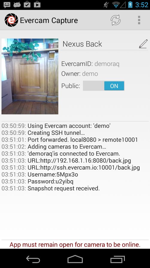 Evercam Capture – Turns your phone into an IP Camera – Connected to Evercam