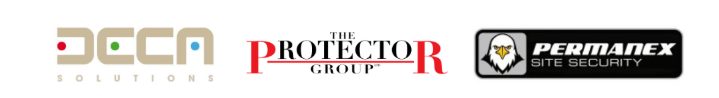 3 different logos of deca solutions, the protector group and permanex 