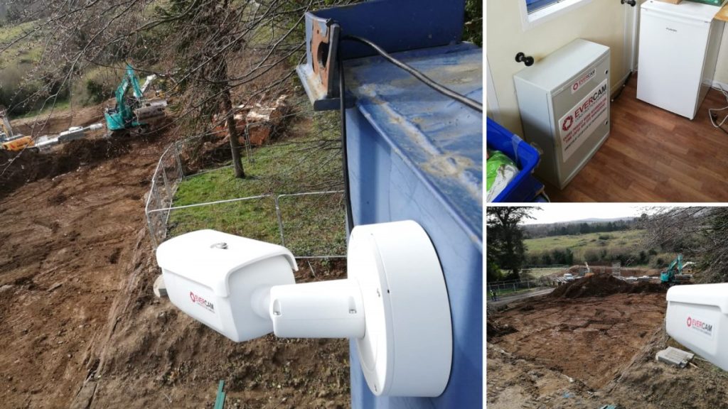 camera parts and different camera views of a construction site by Evercam