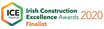 This is the logo of Irish Construction Excellence Awards.