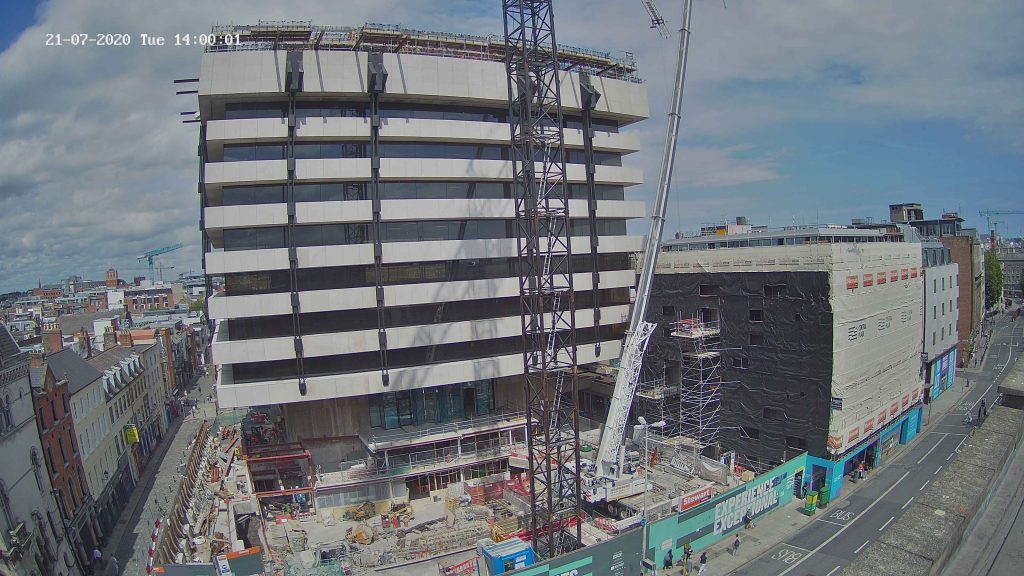 Camera 1 view of central plaza construction project