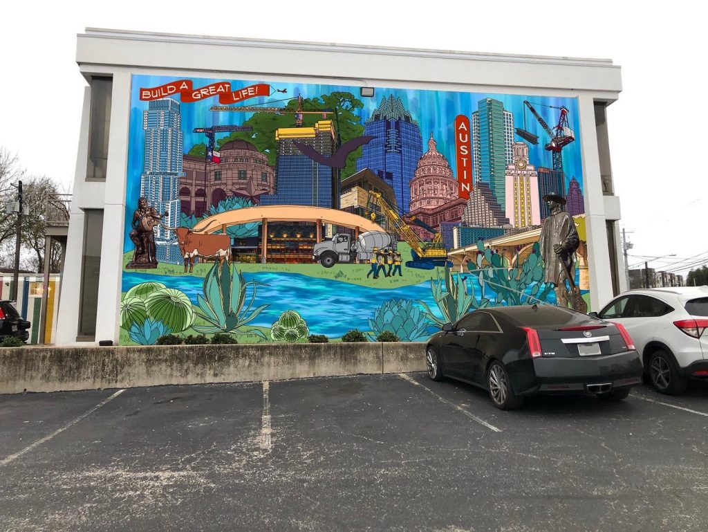 New mural coming very soon to the Austin AGC building on South Lamar.