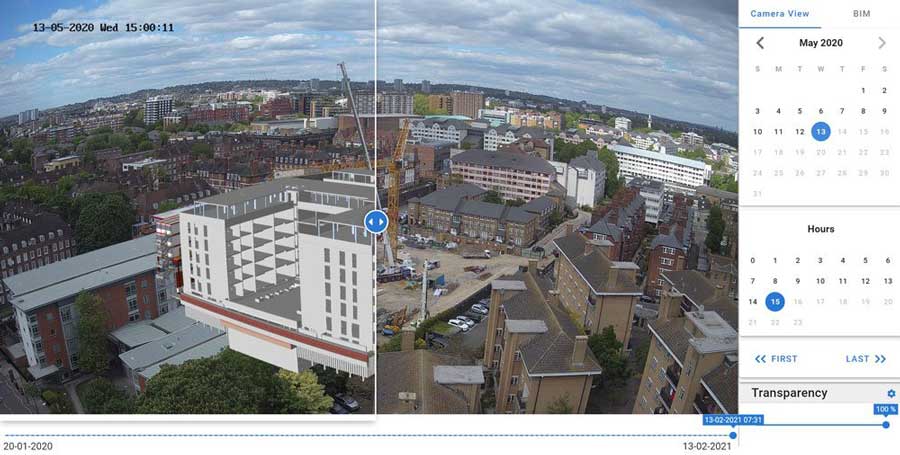 BIM Compare tool on past project. Source Evercam Time lapse cameras