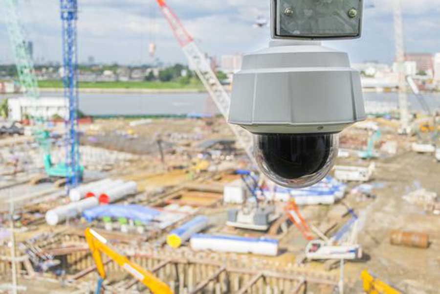 A camera mounted on a job site