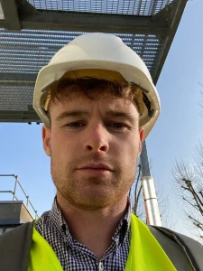 Fionn Hurley of Evercam at a construction site working on safety incident