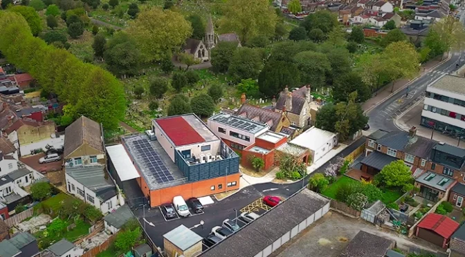 east london forensic centre aerial view
